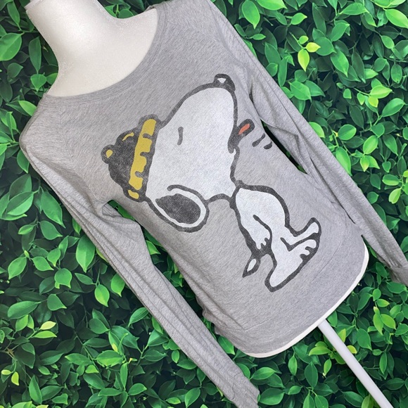 VINTAGE COMIC STRIP PEANUTS SNOOPY GRAPHIC LONG-SLEEVE TOP · SIZE S - Picture 2 of 5